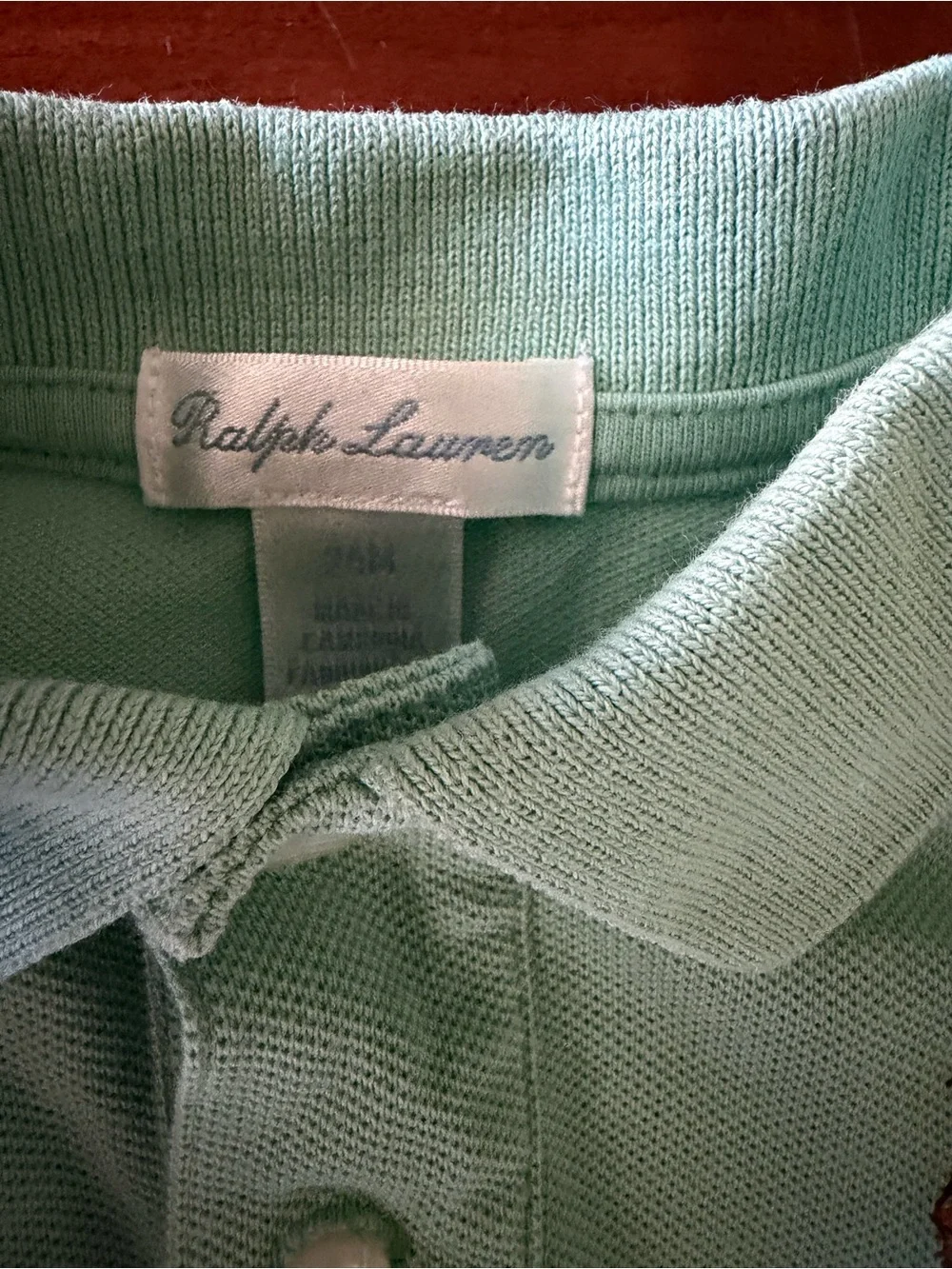 Ralph Lauren Light Green Polo Shirt with Embroidered Bear